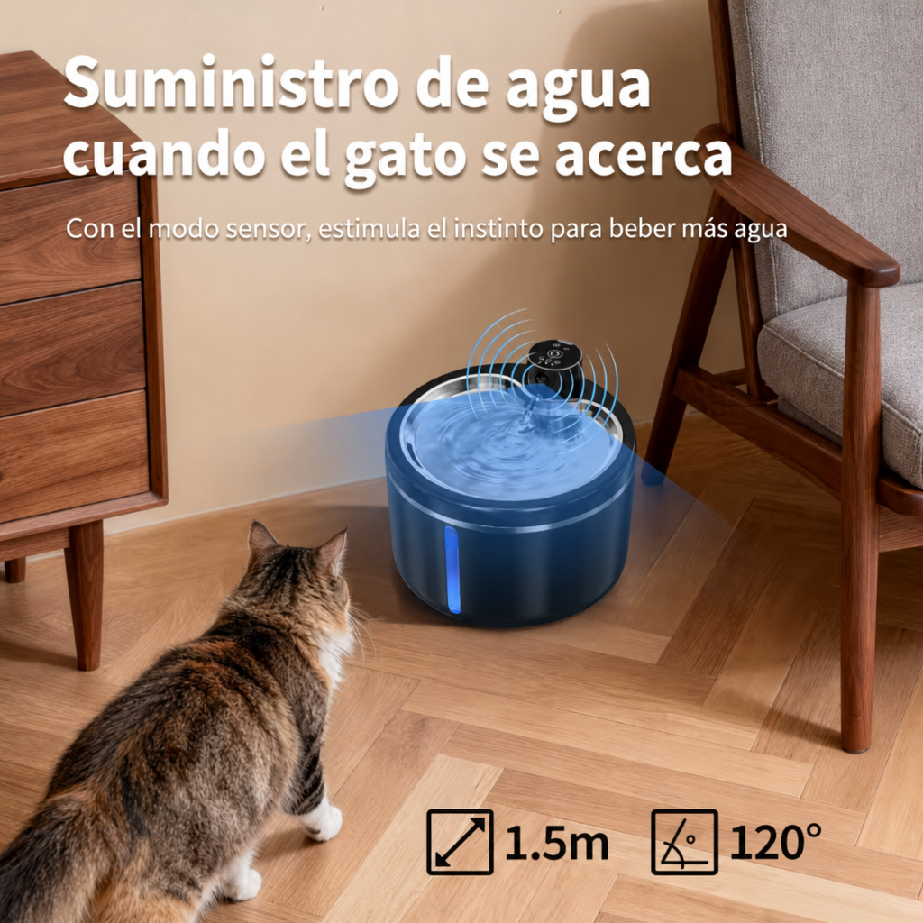 Fuente de Agua para Gatos Inalámbrica