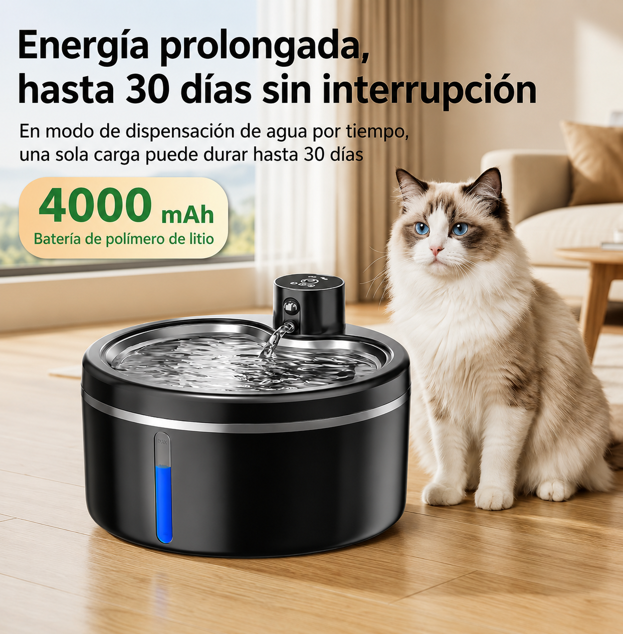 Fuente de Agua para Gatos Inalámbrica