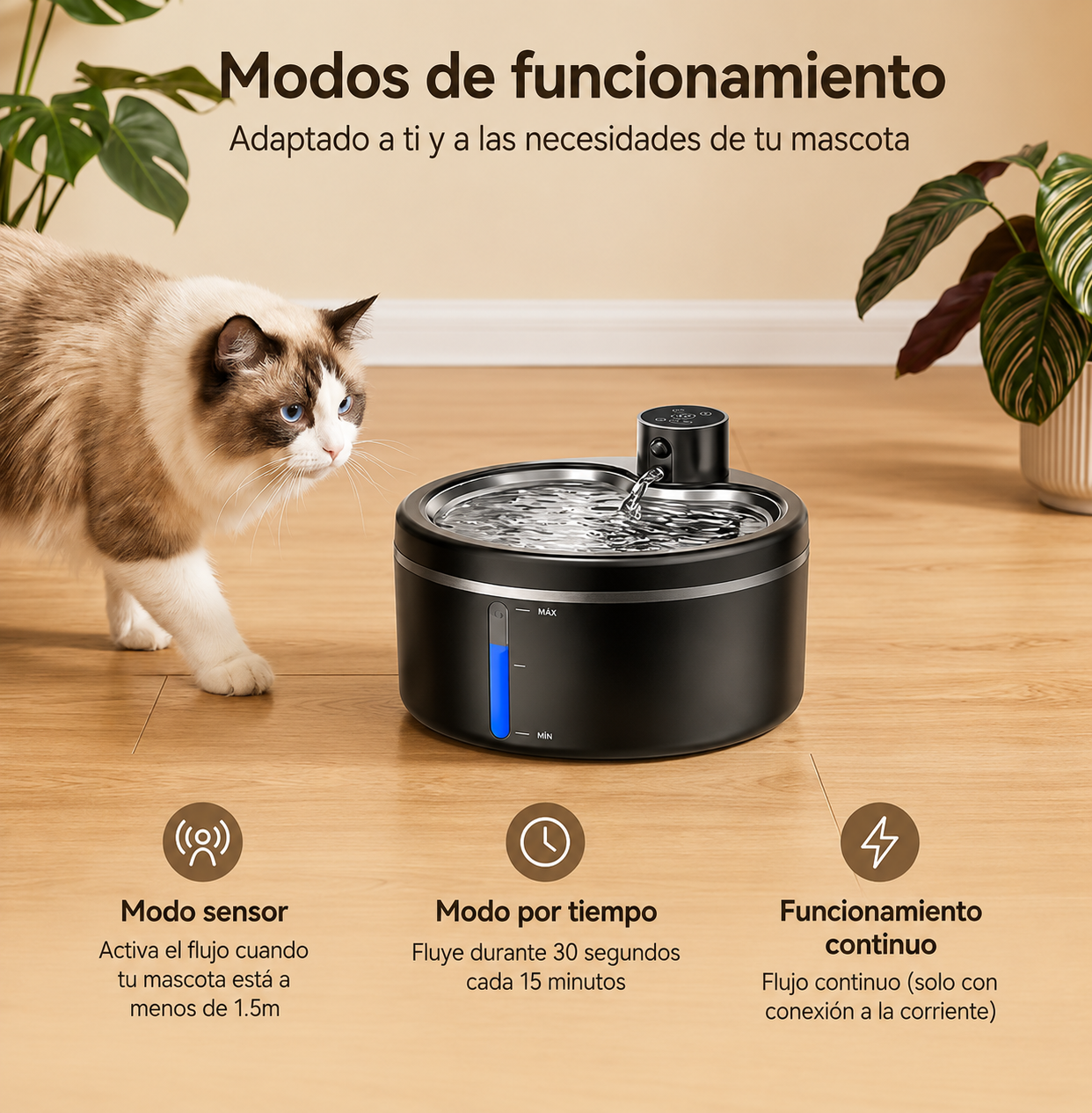 Fuente de Agua para Gatos Inalámbrica